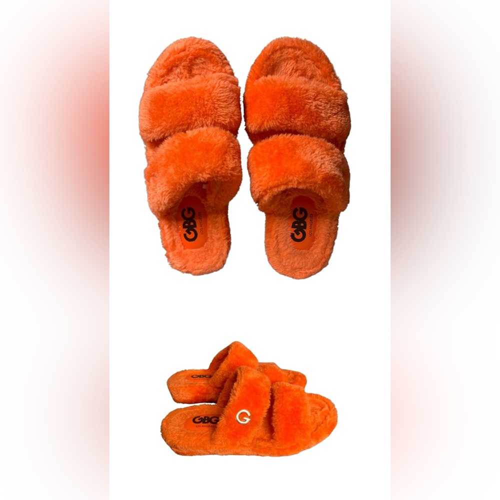 Orange GBG Los Angeles Fur Sandals